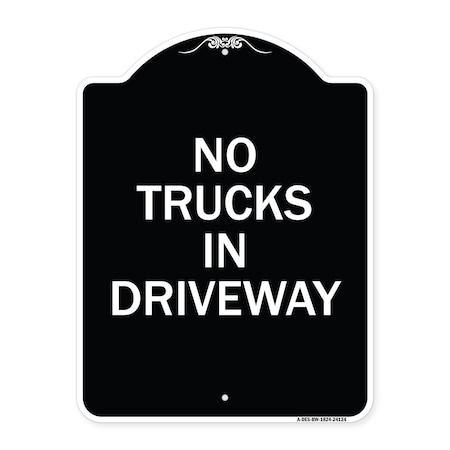 Signmission Driveway No Trucks in Driveway Heavy-Gauge Aluminum Architectural Sign, 24" x 18", BW-1824-24124 A-DES-BW-1824-24124